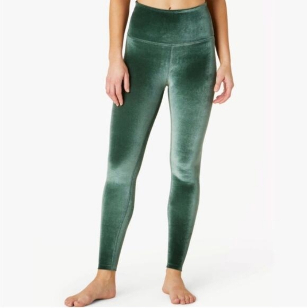 Beyond Yoga Velvet Motion High Waisted Midi Leggings Forest Green Sz XS